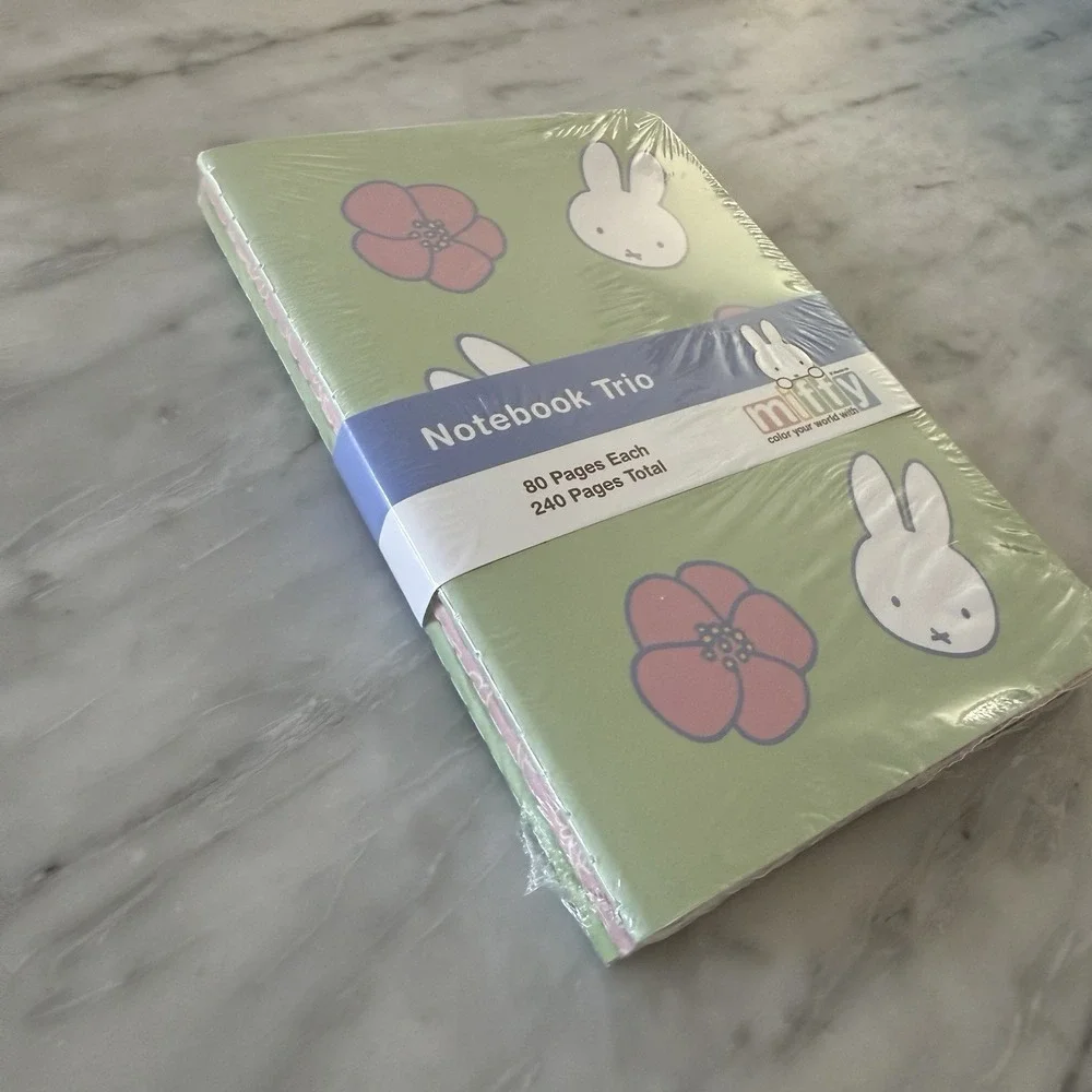 NEW Miffy‎ Green Pink Floral Notebook Trio 3 Pack Journals 80 Lined Pages Each